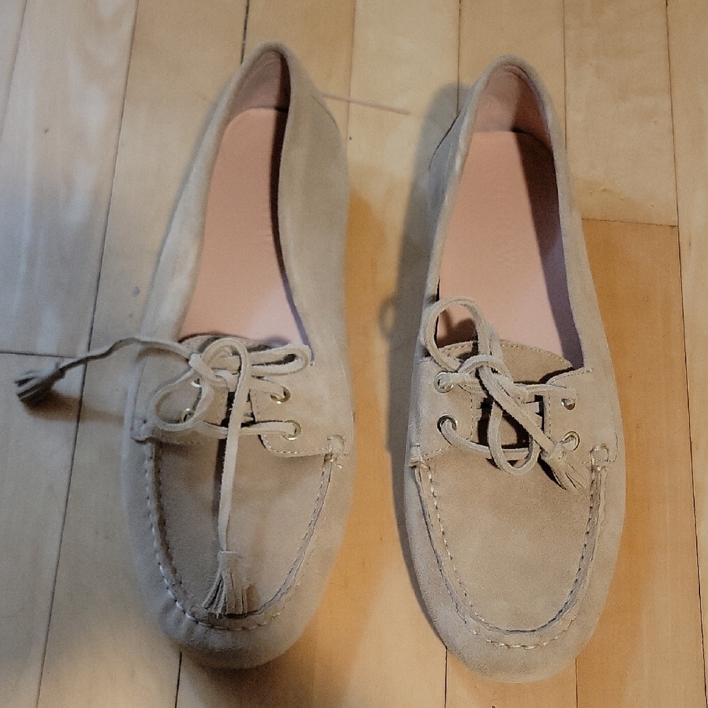 J Crew Tan Suede Moccasin Driving Loafer Boat Shoe - 10 - Picture 3 of 16